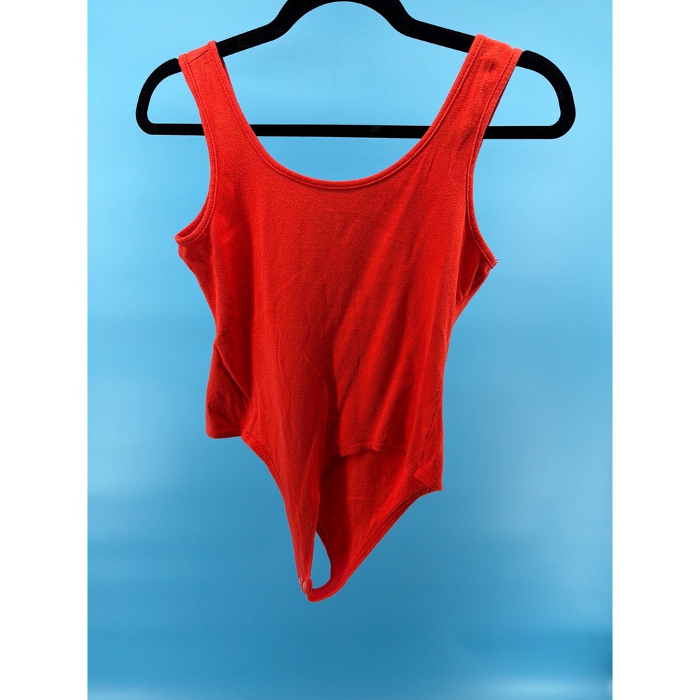 Hot Gal Red Sleeveless Scoop Neck Snap Closure Bodysuit Tank Top